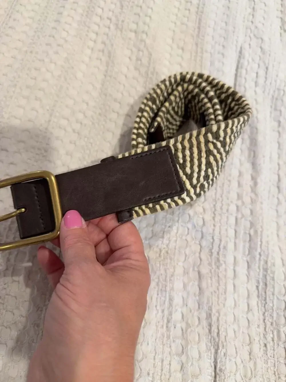 Target Woven Cotton Blend Belt with Faux Leather Trim